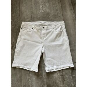 Lands’ End Womens Shorts Plus Size 26 White Mid Rise Roll Cuff Jeans shorts